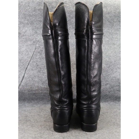 Frye Boots Women 6 Melissa Trapunto Riding Leather Pull On Classic Fashion Black - Picture 6 of 16